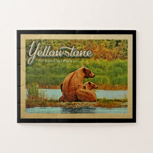 Yellowstone Jigsaw Puzzle National Park Bear Retro