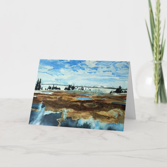 Yellowstone Lake in Winter Holiday Card (Front)