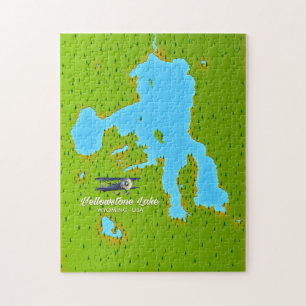 Yellowstone Lake, Wyoming Map Jigsaw Puzzle