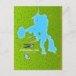 Yellowstone Lake, Wyoming Map Postcard