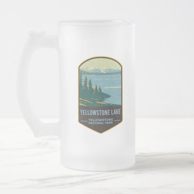 Yellowstone  Lake Yellowstone National Park Frosted Glass Beer Mug (Left)