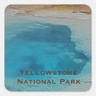 Yellowstone Landscape Blue Pool National Park Square Sticker