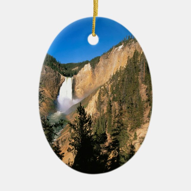 Yellowstone Lower Falls Wyoming Ceramic Tree Decoration (Front)