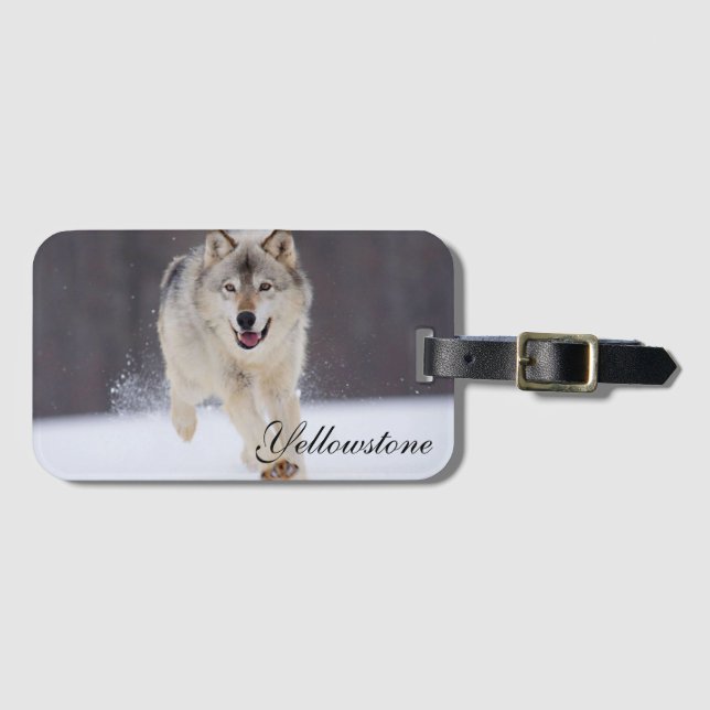 Yellowstone Luggage Tag-Wolf Luggage Tag (Front Horizontal)