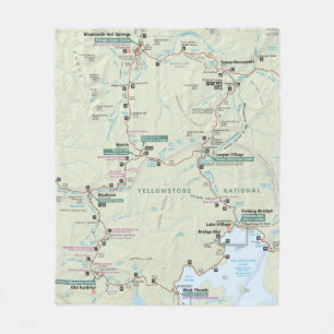 Yellowstone map fleece blanket