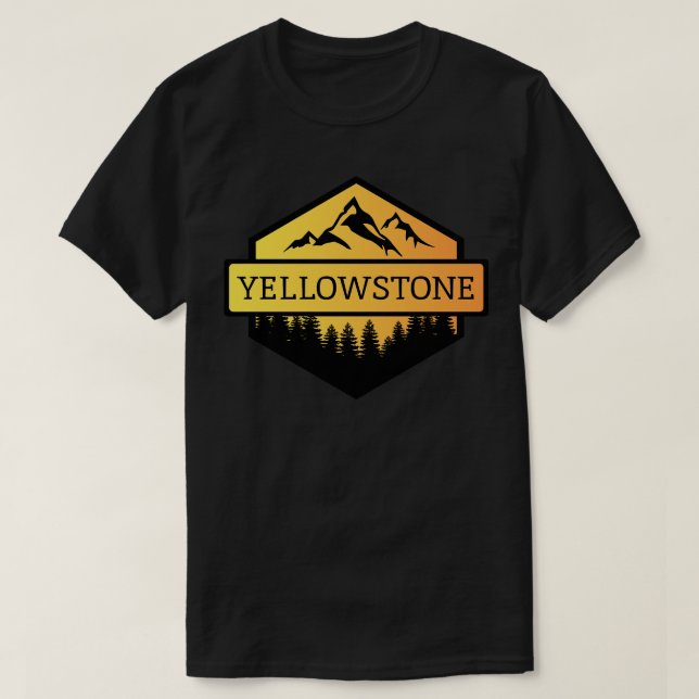 Yellowstone Montana Mountains and Trees T-Shirt (Design Front)