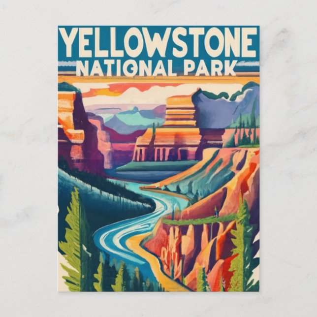 Yellowstone Nation Park Grand Canyon Holiday Postcard (Front)