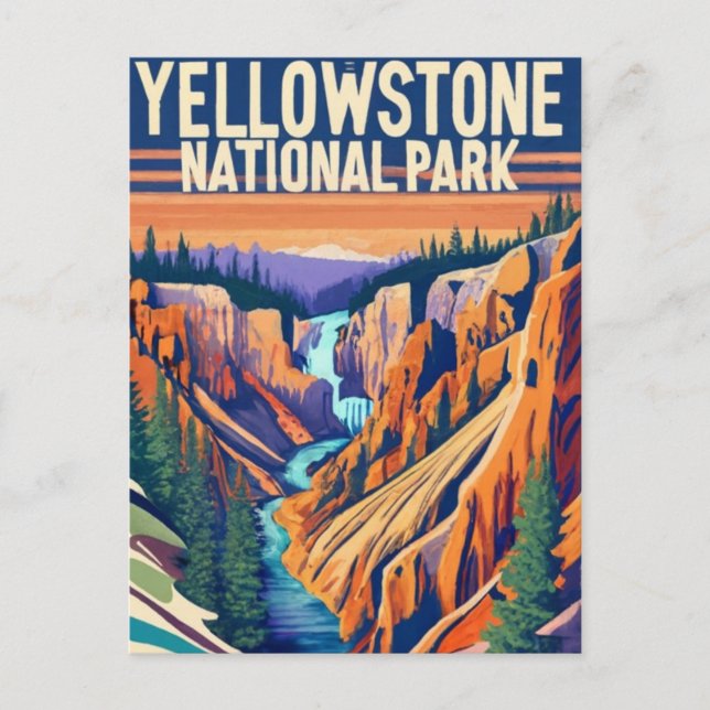 Yellowstone Nation Park Grand Canyon Holiday Postcard (Front)