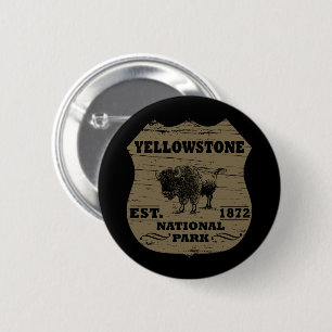 Yellowstone national park 6 cm round badge