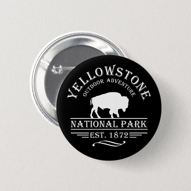 Yellowstone national park 6 cm round badge (Front & Back)