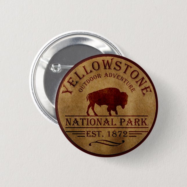 Yellowstone national park 6 cm round badge (Front & Back)