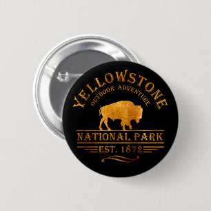 Yellowstone national park 6 cm round badge