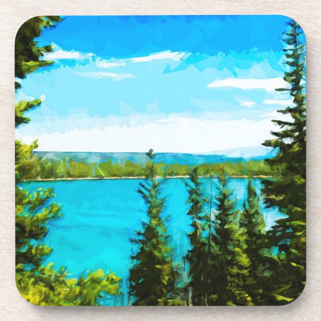 Yellowstone National Park Abstract Impressionism Coaster (Front)