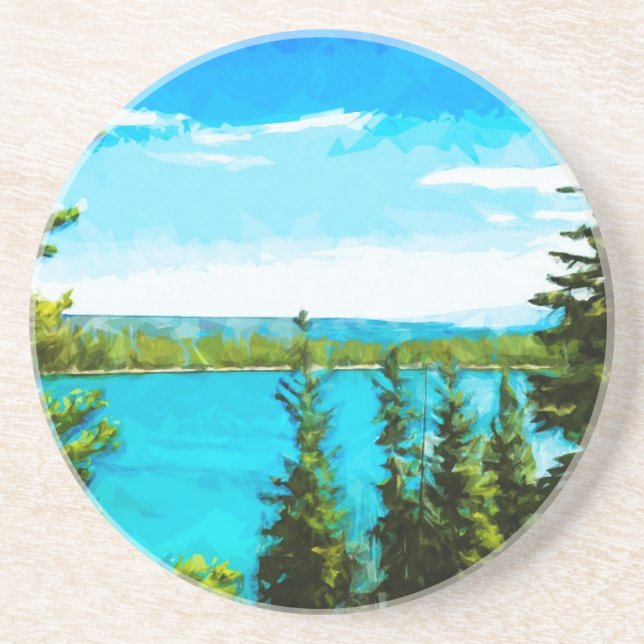 Yellowstone National Park Abstract Impressionism Coaster (Front)