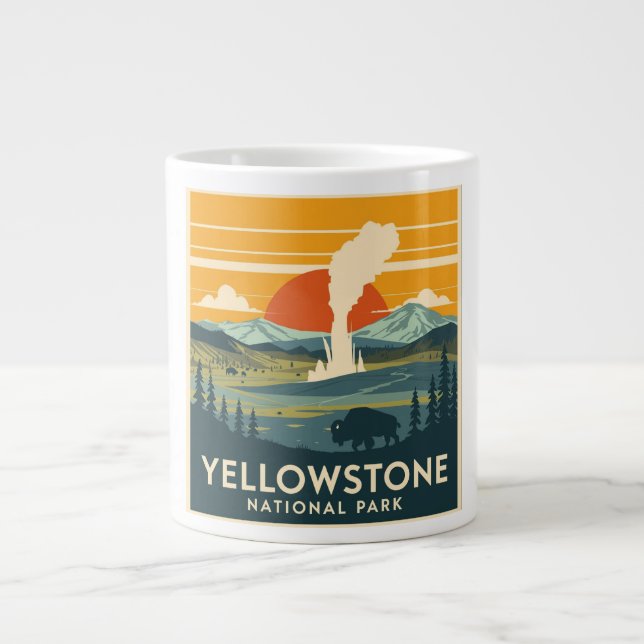 Yellowstone National Park Adventure Design Large Coffee Mug (Front)