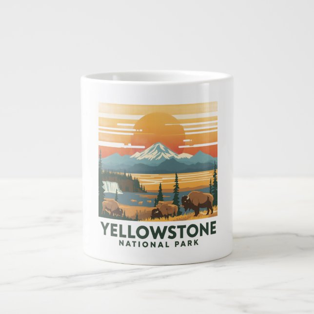 Yellowstone National Park Adventure Design Large Coffee Mug (Front)