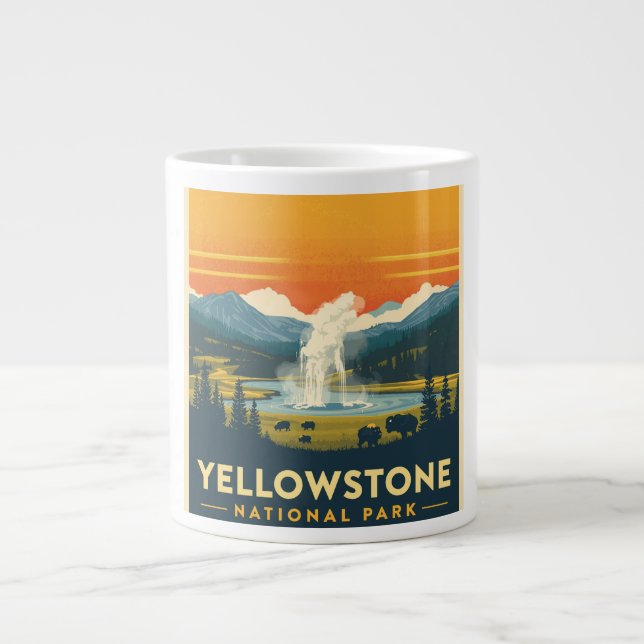 Yellowstone National Park Adventure Design Large Coffee Mug (Front)