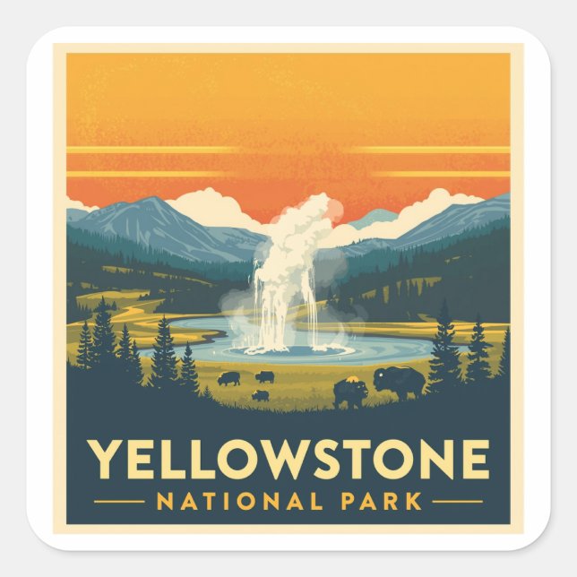 Yellowstone National Park Adventure  Square Sticker (Front)
