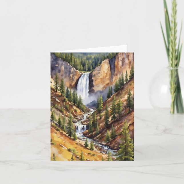 Yellowstone National Park Artist Point Watercolor Card (Front)