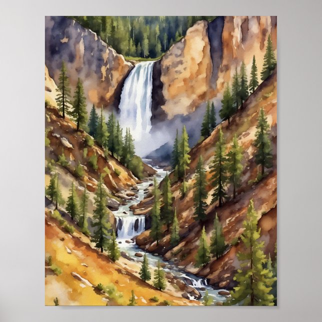 Yellowstone National Park Artist Point Watercolor Poster (Front)