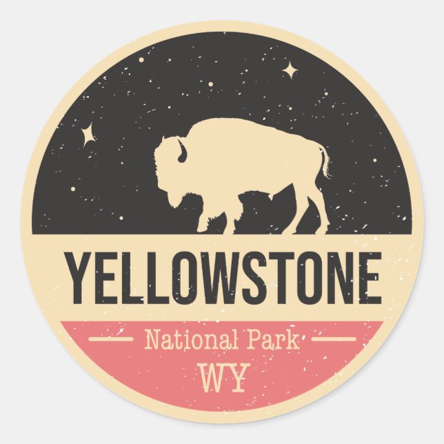 Yellowstone National Park Badge Classic Round Sticker (Front)