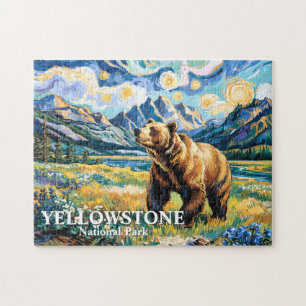 Yellowstone National Park Bear Landscape Van Gogh Jigsaw Puzzle
