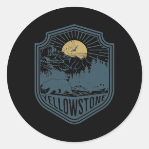 Yellowstone National Park Bear Nature Hiking Outdo Classic Round Sticker