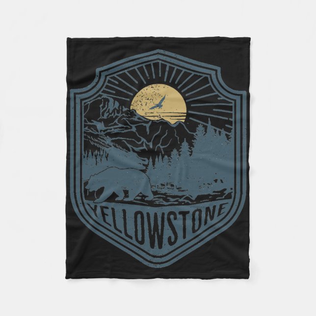 Yellowstone National Park Bear Nature Hiking Outdo Fleece Blanket (Front)