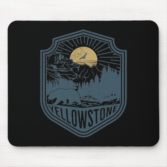 Yellowstone National Park Bear Nature Hiking Outdo Mouse Mat (Front)