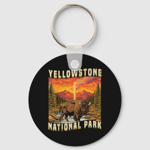 Yellowstone National Park Bison Buffalo Cows Key Ring