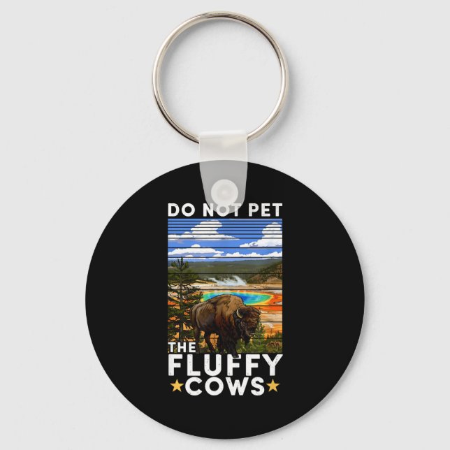 Yellowstone National Park Bison Do Not Pet The Flu Key Ring (Front)