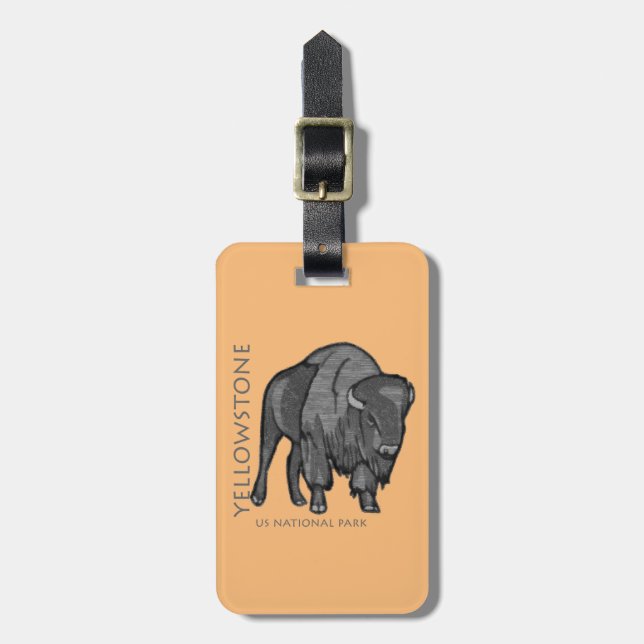 Yellowstone National Park Bison Luggage Tag (Front Vertical)