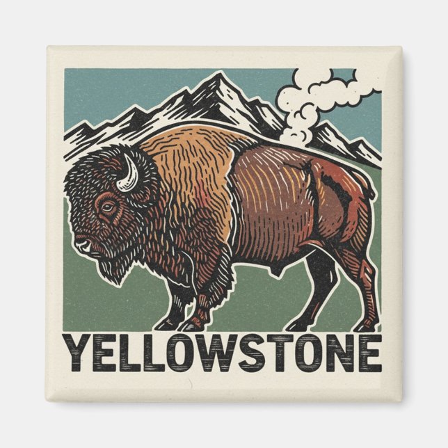 Yellowstone National Park bison Magnet (Front)