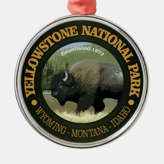 Yellowstone National Park (bison) Metal Tree Decoration (Front)