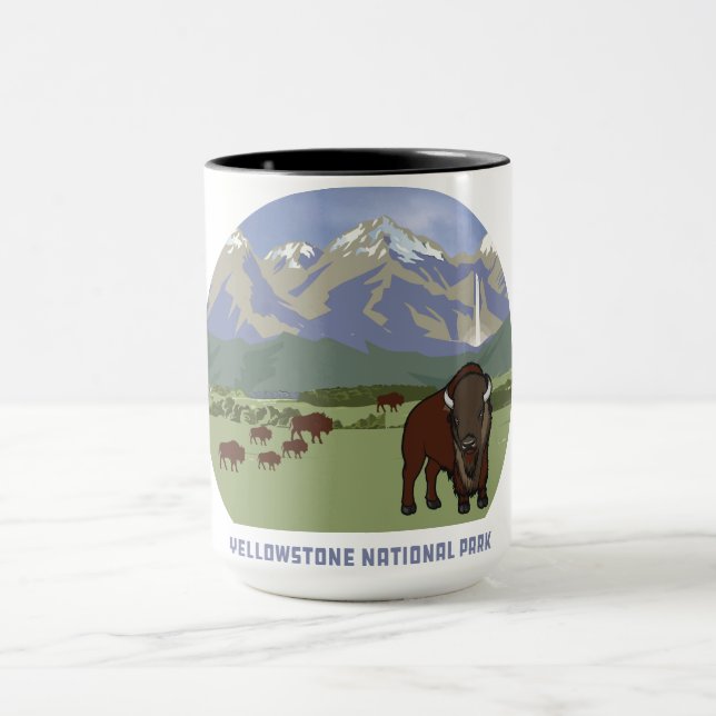 Yellowstone National Park Bison Mountain Classic Mug (Center)