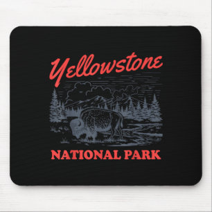 Yellowstone National Park Bison Retro Vintage Mouse Mat