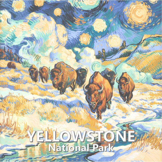Yellowstone National Park Bison Vintage Van Gogh (Front)