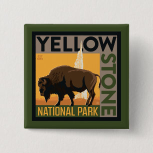 Yellowstone National Park   Buffalo 15 Cm Square Badge