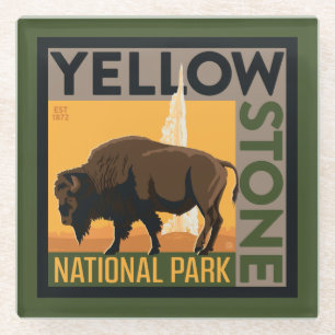 Yellowstone National Park   Buffalo Glass Coaster