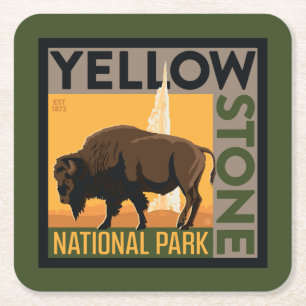 Yellowstone National Park   Buffalo Square Paper Coaster
