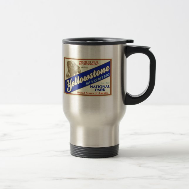 Yellowstone National Park (Buffalo) Travel Mug (Right)