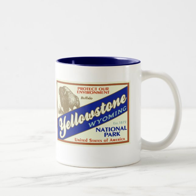 Yellowstone National Park (Buffalo) Two-Tone Coffee Mug (Right)