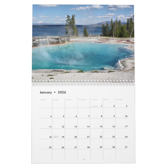 Yellowstone National Park Calendar (Jan 2026)