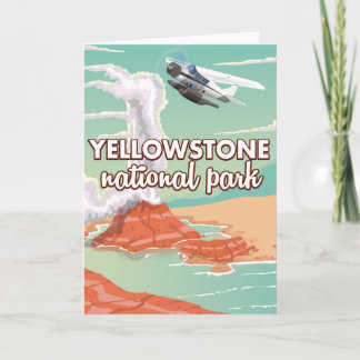 Yellowstone national park cartoon travel poster holiday card