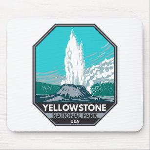 Yellowstone National Park Castle Geyser Vintage  Mouse Mat