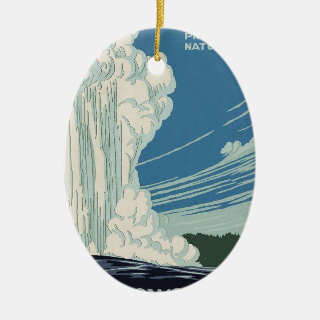 Yellowstone National Park Ceramic Tree Decoration (Front)