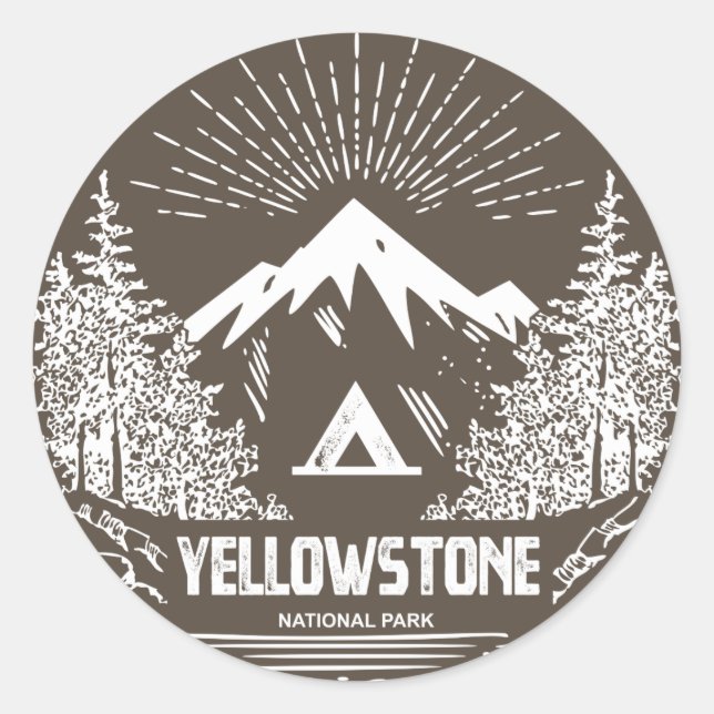 Yellowstone National Park Classic Round Sticker (Front)