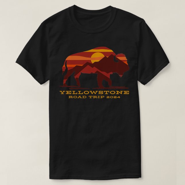 Yellowstone National Park Family Road Trip 2024 Ma T-Shirt (Design Front)