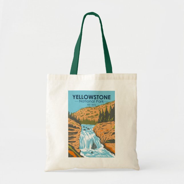 Yellowstone National Park Firehole Falls Vintage  Tote Bag (Front)