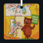 Yellowstone National Park Fun Map Ornament<br><div class="desc">It's a vintage,  retro,  illustrated postcard map of Yellowstone National Park repurposed as an ornament. Just fun!</div>